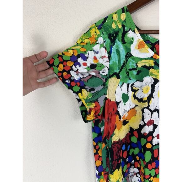 Jams World Floral Dress Women Size M Multicolor Vintage Art Print Keyhole Back - Picture 4 of 9